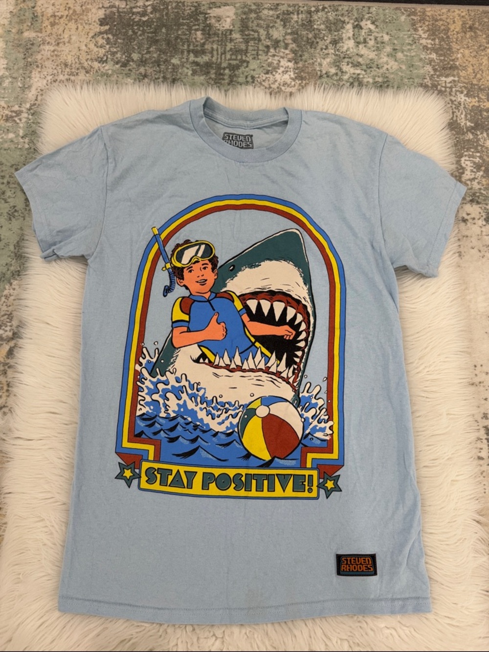 Light Blue 'Stay Positive' Graphic Tee